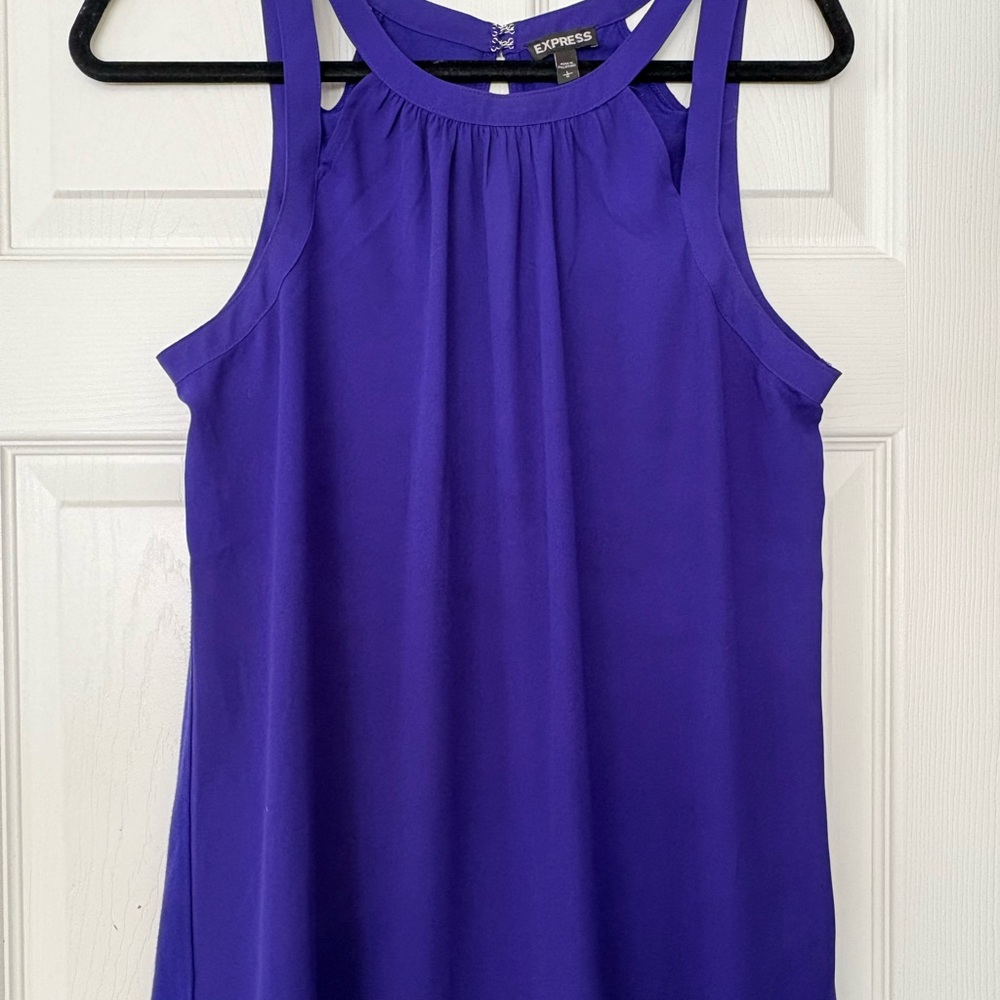 Blue Dressy Tank Top w/Keyhole